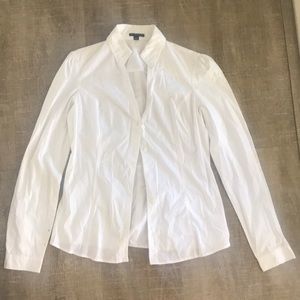 Sisley white cotton feminine Oxford shirt